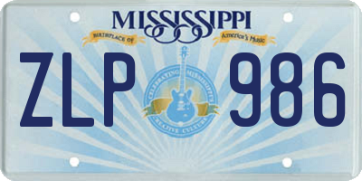 MS license plate ZLP986