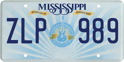 MS license plate ZLP989