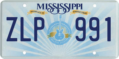 MS license plate ZLP991