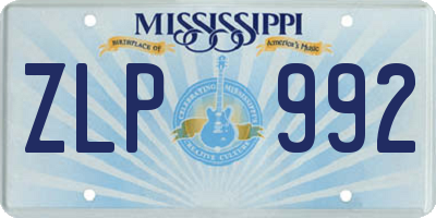MS license plate ZLP992