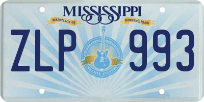 MS license plate ZLP993