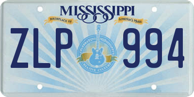 MS license plate ZLP994