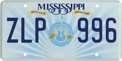 MS license plate ZLP996