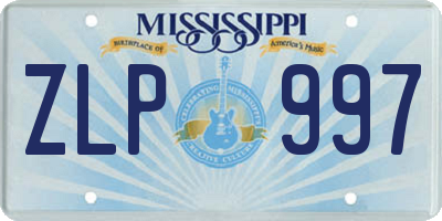 MS license plate ZLP997