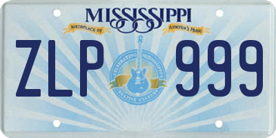 MS license plate ZLP999