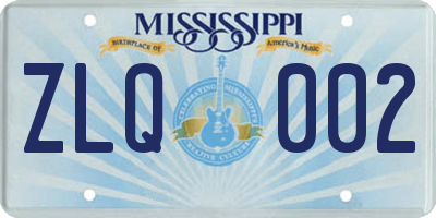 MS license plate ZLQ002