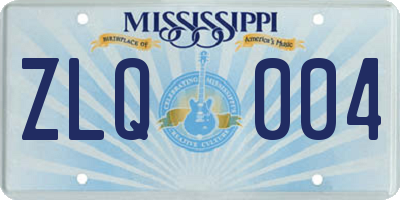 MS license plate ZLQ004