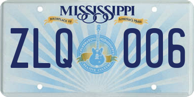 MS license plate ZLQ006