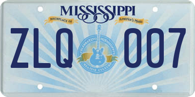 MS license plate ZLQ007