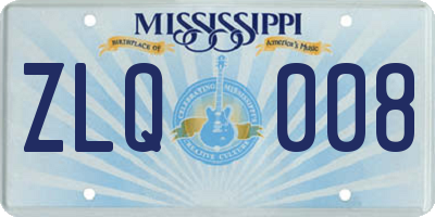 MS license plate ZLQ008