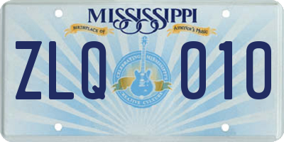 MS license plate ZLQ010