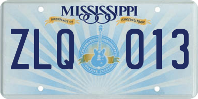 MS license plate ZLQ013