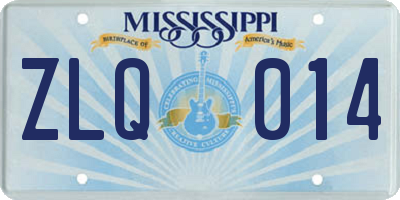 MS license plate ZLQ014