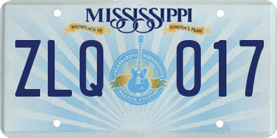 MS license plate ZLQ017