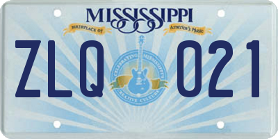 MS license plate ZLQ021