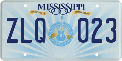 MS license plate ZLQ023