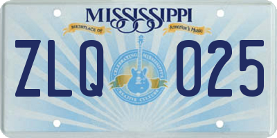 MS license plate ZLQ025