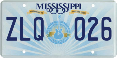 MS license plate ZLQ026