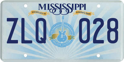 MS license plate ZLQ028