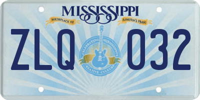 MS license plate ZLQ032