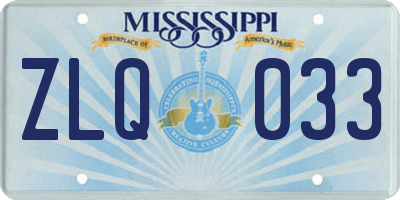 MS license plate ZLQ033