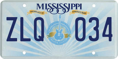 MS license plate ZLQ034