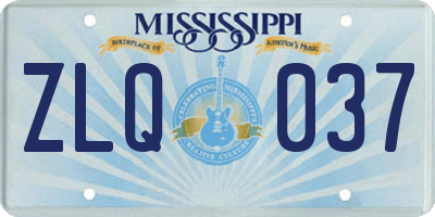 MS license plate ZLQ037