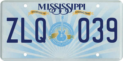 MS license plate ZLQ039