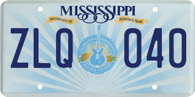 MS license plate ZLQ040