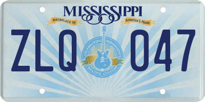 MS license plate ZLQ047