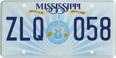 MS license plate ZLQ058