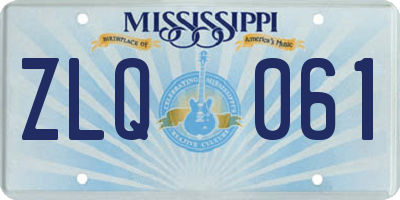 MS license plate ZLQ061