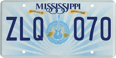 MS license plate ZLQ070