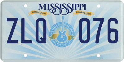 MS license plate ZLQ076
