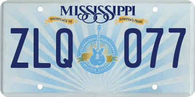 MS license plate ZLQ077