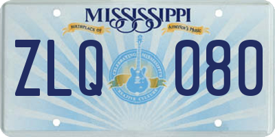 MS license plate ZLQ080