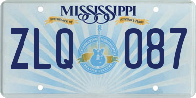 MS license plate ZLQ087