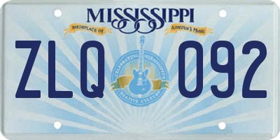 MS license plate ZLQ092