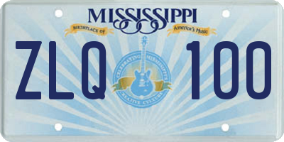 MS license plate ZLQ100