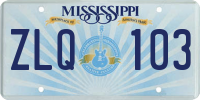 MS license plate ZLQ103