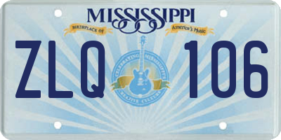 MS license plate ZLQ106