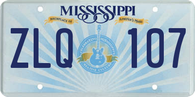 MS license plate ZLQ107