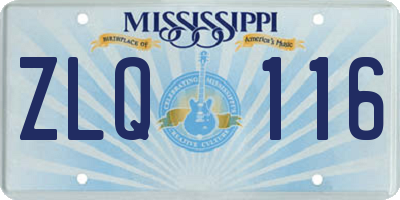MS license plate ZLQ116