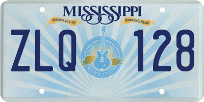 MS license plate ZLQ128