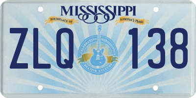 MS license plate ZLQ138