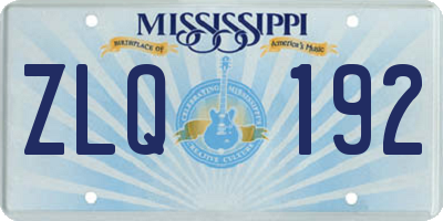 MS license plate ZLQ192