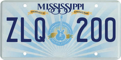 MS license plate ZLQ200