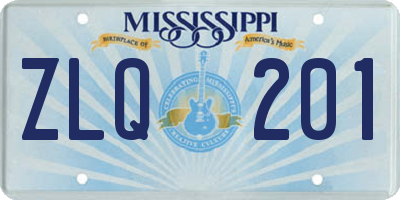 MS license plate ZLQ201