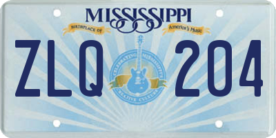 MS license plate ZLQ204