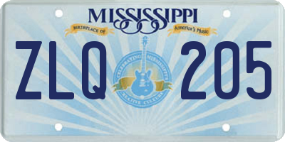 MS license plate ZLQ205